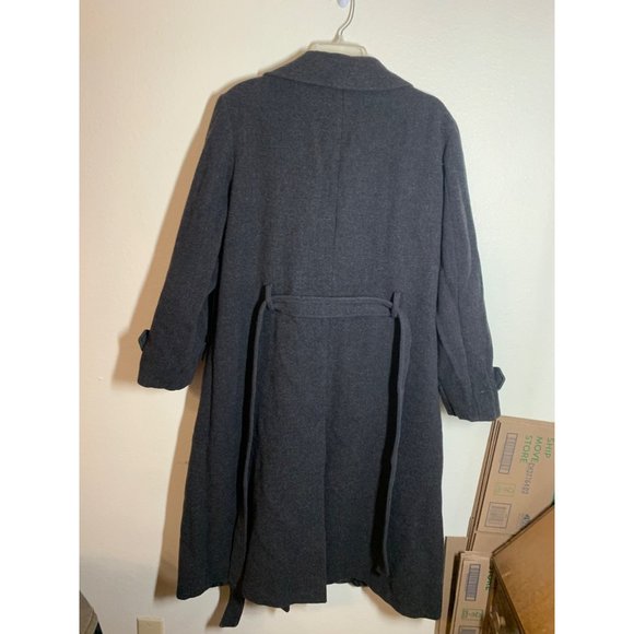 Donnybrook Long 100% Wool Lined Peacoat w Belt Plus Sz 18W Gray Trench Business - Picture 2 of 4